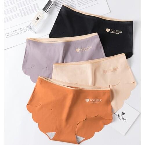 M-XL Seamless Women Panties Antibacterial Comfort Cotton Ice Silk Sexy Lingerie Comfort Intimates Female Panty
