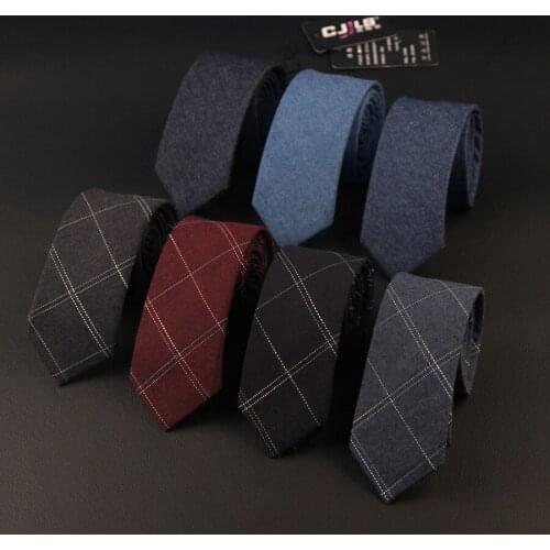 31colors new Korean fashion designer high quality mens neck tie skinny slim 6cm cotton cowboy plaid business neckties 10pcs