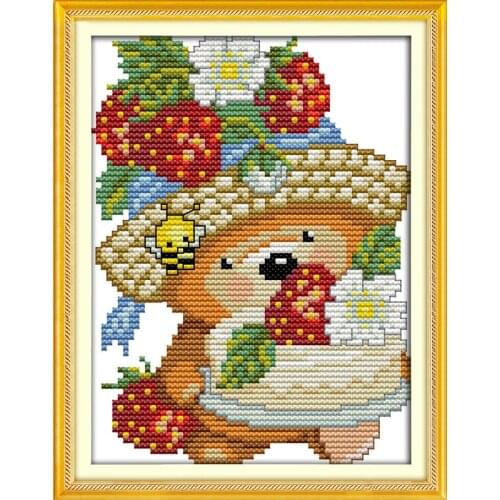 Strawberry cake cross stitch kit 14ct 11ct count print canvas stitches embroidery DIY handmade needlework plus