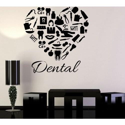 Tooth Care Wall Decal Dental Clinic Wall Window Decor Decals Heart Dentist Dentistry Stickers Mural DIY Bedroom Wallpaper Z979