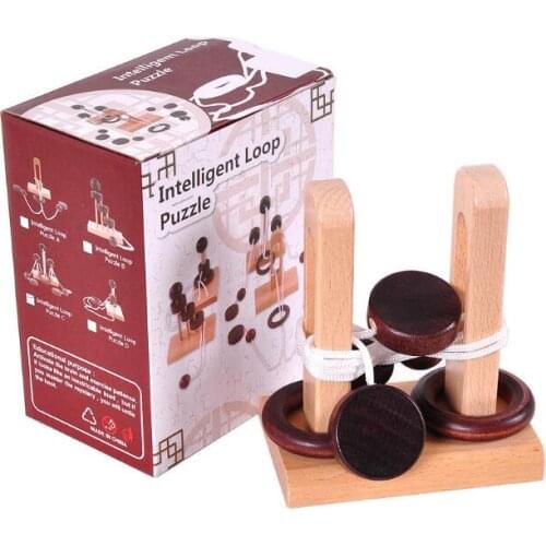 Desk Novelty 3D Wooden Rope Puzzle IQ Mind Brain teaser Loop Puzzles Game for Adults