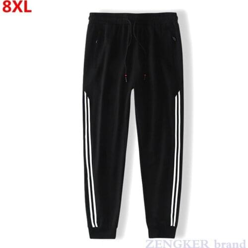 Autumn mens striped sports Jogging pants loose trousers guard pants running plus size casual pants 8XL Sweatpants