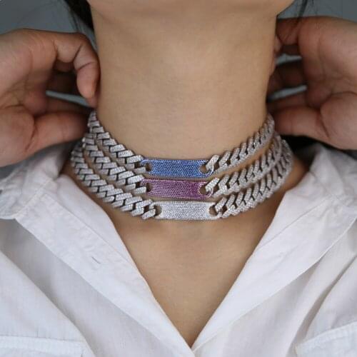 3 Color Fashion Iced Out Cuban Link Chain Necklaces Micro Paved With Cz Women Men Hip Hop Jewelry 2020 New