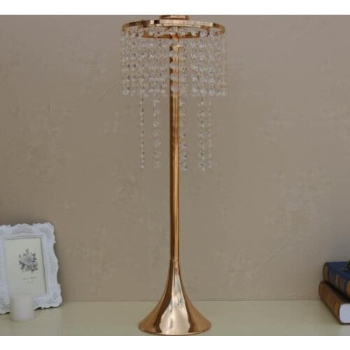Wedding Decoration Supplies Crystal Centerpieces Vases Metal Flower Stand with Acrylic Beads 60 cm Tall
