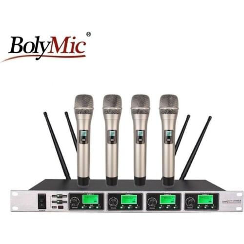 Bolymic profesional 4 Channels uhf wireless microphone karaoke 4 Handheld Cordless Microphone