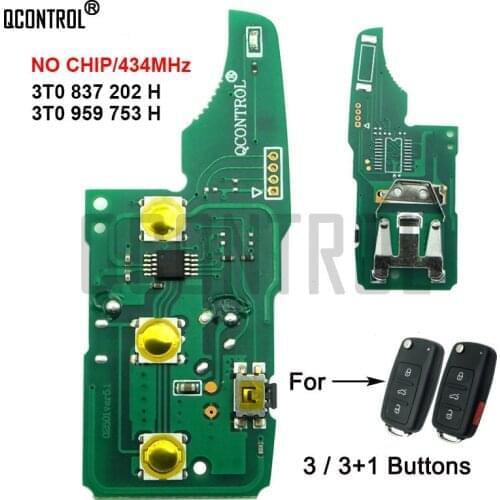 QCONTROL Car Remote Key Circuit Board for 3T0837202/5FA010413-00 for Citigo/Fabia/Octavia/Rapid/Roomster/Superb/Yeti for Skoda