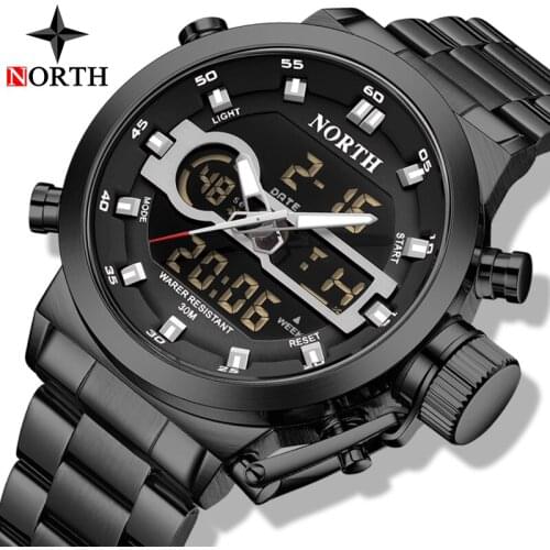 NORTH Luxury Brand Watch Men Fashion Business Quartz Watches Stainless Steel Waterproof Sport Military Watches Relogio Masculino