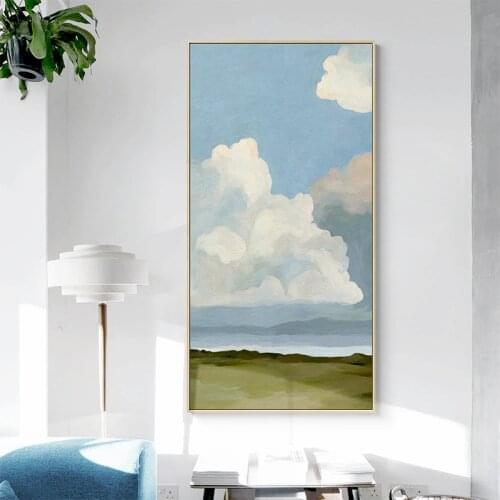 Mural Blue Sky and White Clouds Vertical Version Corridor Aisle End Hanging Painting Entrance Entrance Painting