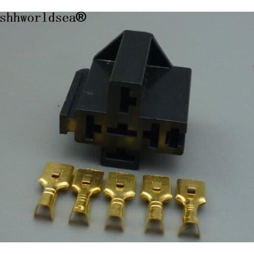 Shhworldsea 10PCS 100PCS 500PCS Car Auto Vehicle 5 Pin Relay Socket Holder with 6.3mm Copper Terminal 5 p relay connector plug