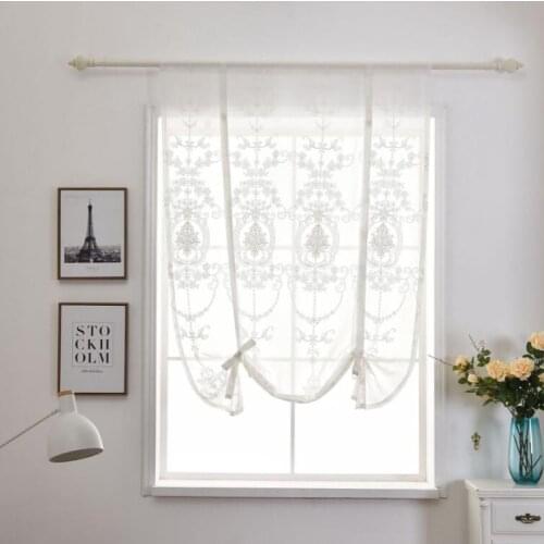 Nordic White pierced crochet Lace Embroidery Roman Curtains handmade kitchen blinds for living room bedroom fluid blinds roman