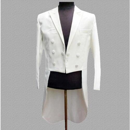 Tuxedo blazer men suits designs jacket mens stage costumes for singers clothes dance star style dress punk rock masculino white