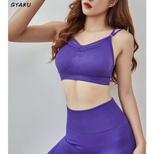 GYARU Breathable Sports Bra Anti-sweat Fitness Top Seamless Yoga Bra Shockproof Crop Top Women Push up Sport Bra Gym Workout Top
