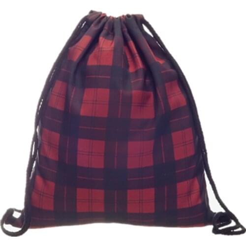 British Style 3D Print Drawstring Bag Tartan Casual Mochila Cuerda Harajuku Drawstring Backpack Women Men Modis Sport String Bag