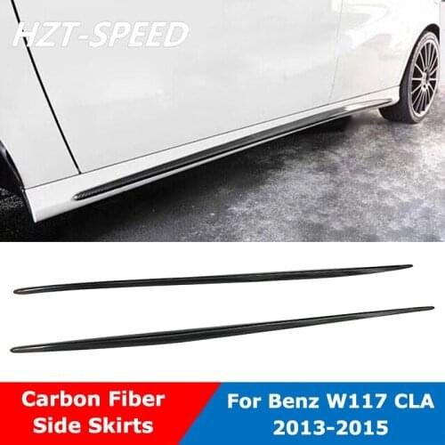 2 PCS Carbon Fiber Material Side Skirts Extensions Aprons For Mercedes Benz W117 CLA Class CLA250 CLA260 CLA45 2013-2015