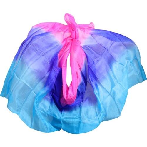 High quality 100% silk dance veils handmade silk belly dance veil turquoise+royal blue+rose colors 250/270*114 cm Dance Props