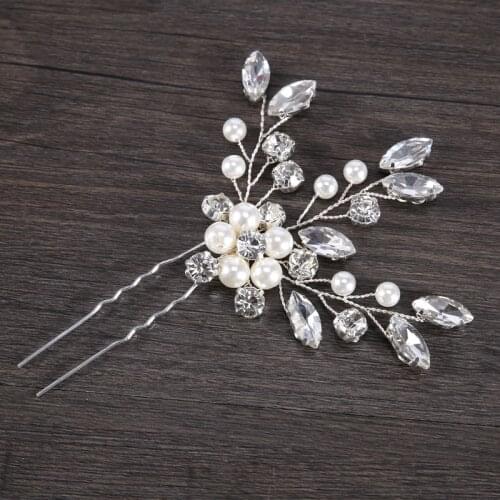 AiliBride Pearl Rhinestone Wedding Hair pins Bride Hair Accessories Women Bridal Headpiece Handmade Hair Jewelry