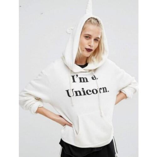 Hoodies Women Unicorn Hoodies 2018 Letter Hooded Casual Sweatshirt Long Sleeve Pullover Hooded Tops