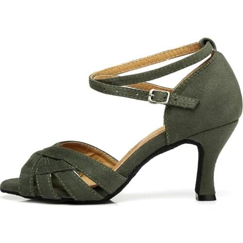 Women Latin Shoes Ladies Ballroom Dance Shoes Closed Toe Indoor Dancing Shoes Salsa Heels 3.5/6/7.5cm A251