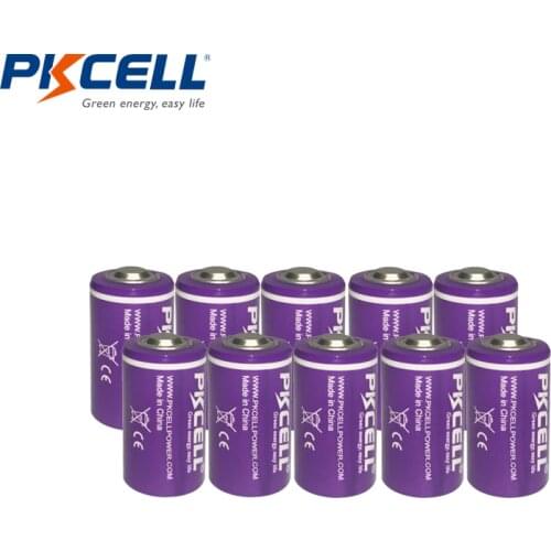 10PCS/lot PKCELL 1/2 AA Battery 3.6V ER14250 14250 1200mAh LiSOCl2 Lithium Battery Batteries for GPS