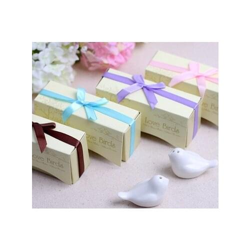 100sets/lot wedding favor gift and giveaways for guest -- Ceramic Love Birds Salt and Pepper Shaker party souvenir