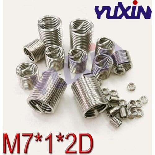 100pcs M7*1*2D Wire Thread Insert Stainless Steel 304 Wire Screw Sleeve, M7 Screw Bushing Helicoil Wire Thread Repair Inserts