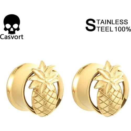 Casvort 2 PCS fashion unscrew pineapple ear plug tunnel body jewelry piercing ear gauges expander pair selling