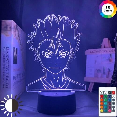 Manga 3d Lamp Anime Haikyuu Nishinoya Yuu Figure for Kids Child Bedroom Decor Nightlight Rgb Colorful Desk Led Night Light Gift