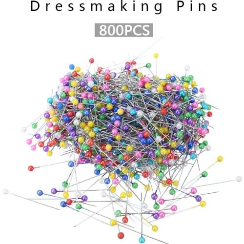 800Pcs Pearl Head Pins Colorful Pearl Round Head Dressmaking Pins DIY Craft Tailors Dressmaking Wedding Bouquet Decoration
