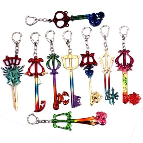 Anime Kingdom Hearts keychain Oathkeeper Keyring Colorful Key Chain Pendant Charm Cosplay Jewelry Gift For Memento llaveros