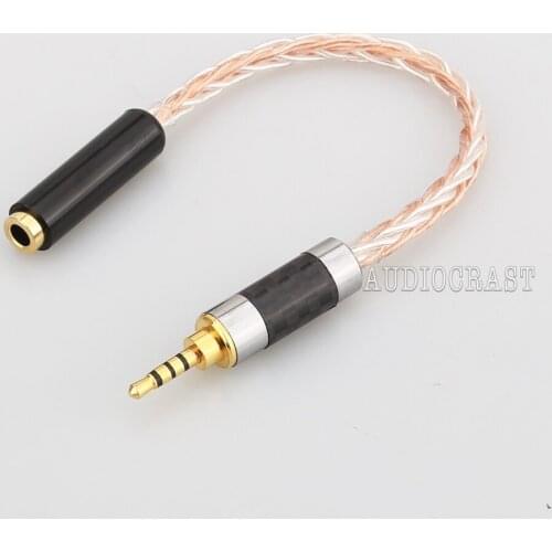 Audiocrast 10cm 2.5mm TRRS Balanced Male to 3.5mm Stereo Female Earphone Audio Adapter Cable