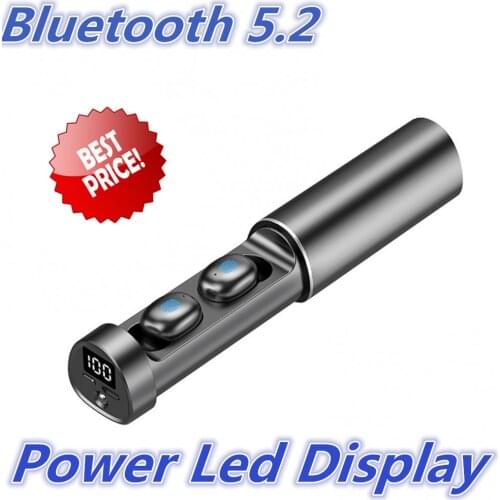 Wireless Bluetooth 5.2 Headphones Waterproof Stereo Hifi Super Bass In Ear Earbuds Led Light Headphones Noise Canceling