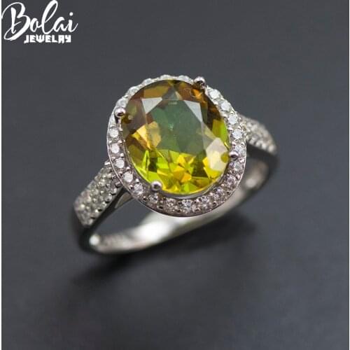 Bolai Color Change Zultanit Ring 925 Sterling Silver Pink Green Nano Diaspore Gemstone Jewelry Halo Classic Ring for Women Gift