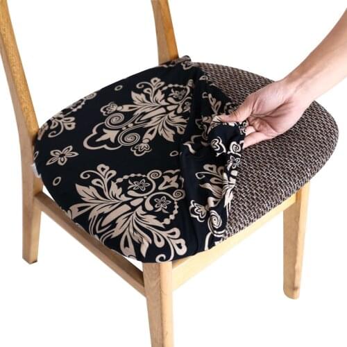 Printed stretch Dining Room Chair Seat Covers WaterProof Removable Washable Elastic Cushion Covers for Upholstered Dining Chair