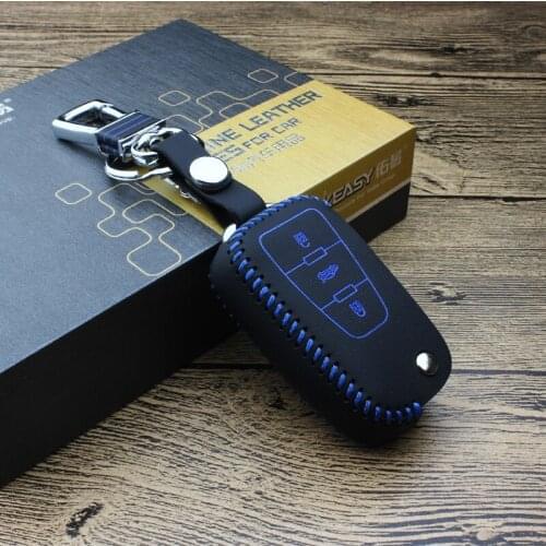 Luckeasy Car key case bag for Morris Garages MG6 mg5 mg3 sw 2010 2015 Genuine Leather Key Cover wallet holder remote