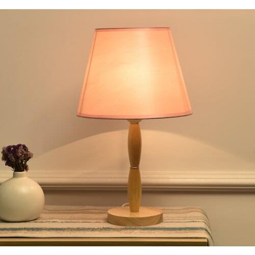 Wood table lamp bedroom North European simple modern home remote control dimmable warm nursing American bedside lamp