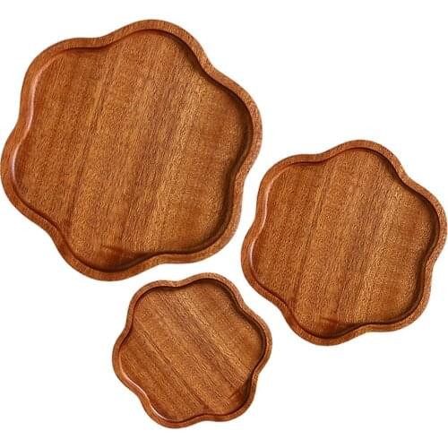 Petal-shaped Wood Serving Plate Japanese Style Bread Snack Serving Tray Fruit Dessert Cake Candy Platter Kitchen Wooden Dish