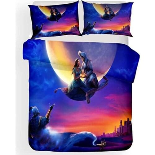 Disney Aladdins Magic Lamp Jasmine 3D Bedding Sets Home Textile Single Queen King Size Bedding Set Duvet Cover Set Pillowcases