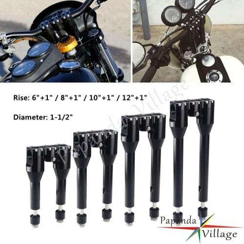 For Harley Low Rider Fat Bob Street Bob FXBB Dyna FXR FXD Handlebar Riser 38mm 1-1/2" Top Clamp 6" 8" 10" 12" Modular Risers Kit