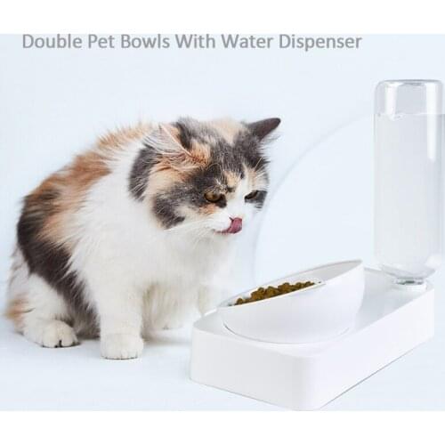 Raised Stand Double Cat Dog Healthy Stress Free Hygienic 15 Degree Tilted Durable Dispenser Non Slip Food Water Pet Bowl Feeder