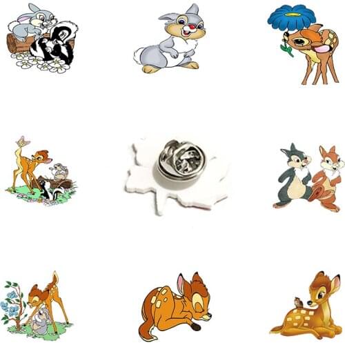 Disney Friends Lapel Pin Bunny Thornp And Bambi Pattern Epoxy Acrylic Lapel Pin Party Gift Fashion Jewelry For Friends