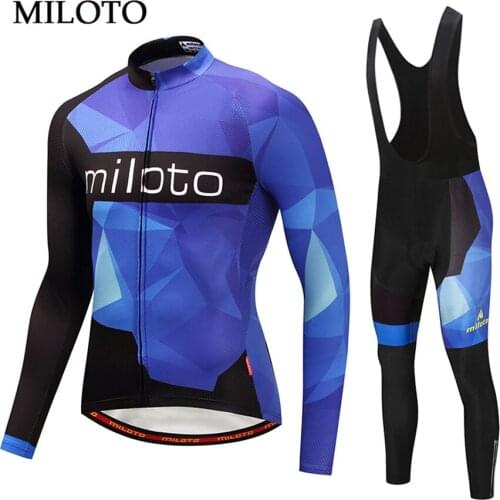 Miloto Blue T-Shirt Long Sleeve Cycling Jersey Men cycling clothing maillot ciclismo roupa ciclismo Pad Bib Pants Cycling set