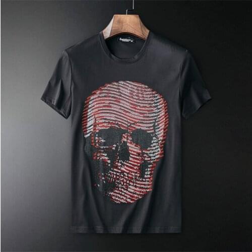 Mens designer T-shirt summer O-neck T-shirt 100% cotton breathable top skull short sleeve