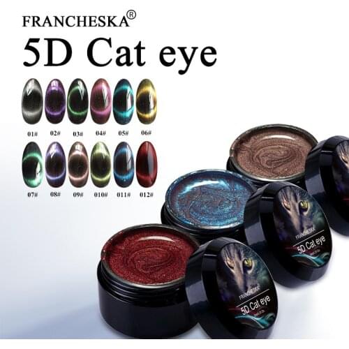 FRANCHESKA 8ml Cat Eye Gel Nail Polish Glitter Laser Nails Magnetic Soak Off UV LED Gel Varnish Nail Varnish DIY Nail Art Glue