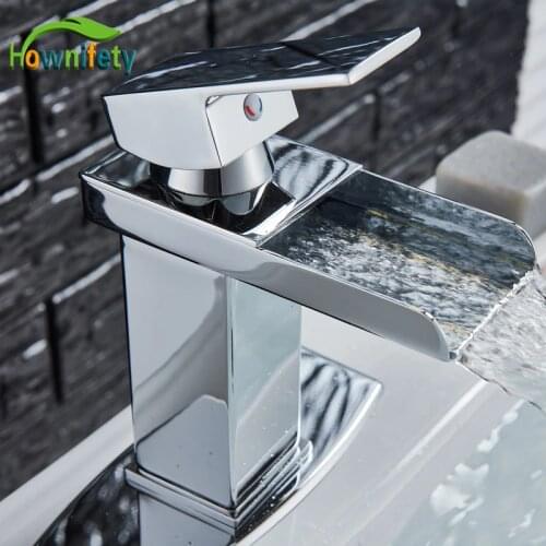 Waterfall Basin Faucet Chrome /Gold /Brushed Nickel /Orb Polished Deck Mount Bath Sink Faucets Hot Cold Mixer Tap
