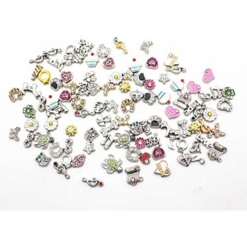 New Arrival Mix50pcs/lot crystal Floating Charms Fit Living Glass Floating Lockets Bracelet DIY Charms Jewelry Accessory