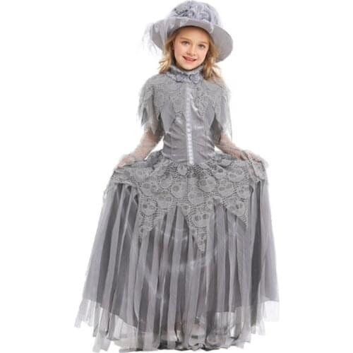 Carnival Halloween Girl Corpse Bride Costume Deluxe Lolita Lace Skull Skeleton Vampire Book Week Cosplay Fancy Party Dress