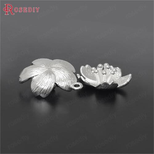 39126)6PCS 16.5x19MM Silver Color Brass Flower Charms Pendants Jewelry Making Supplies Diy Findings Accessories