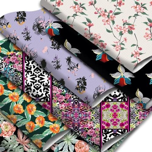 Flower Theme Faux Leather Sheets Floral Birds Printed Synthetic Leather Fabric 20x33cm for DIY Earrings Hair Bows Pouches