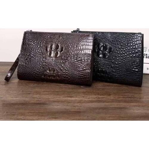 Men bag Business envelope bag Crocodile pattern high quality cowhide bag sacos de ombro Genuine Leather Mens bag Clutch bag