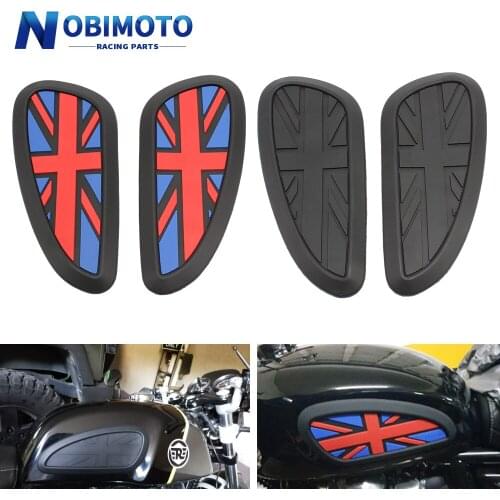Motorcycle Fuel tank Rubber Sticker Cafe Racer Gas Protector Sheath Knee Tank pad Grip Decal the Union Jack Logo